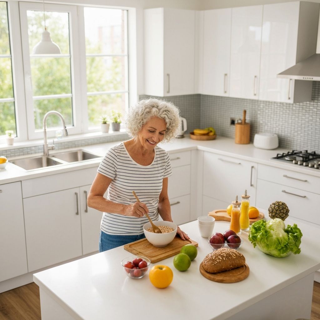 Senior enjoying cooking with easy-to-use cookware